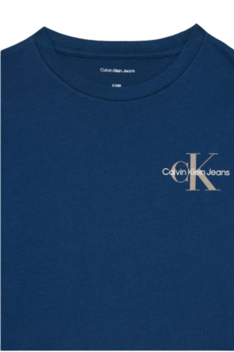 Maglia girocollo da bambino e ragazzo con logo monogram sul davanti IU0IU00677C3I