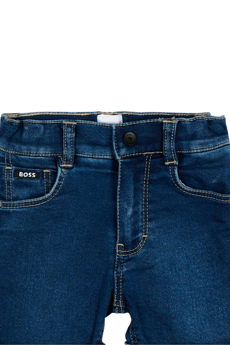 Bermuda da neonato e bambino in denim con risvolti sul fondo J52872/Z07