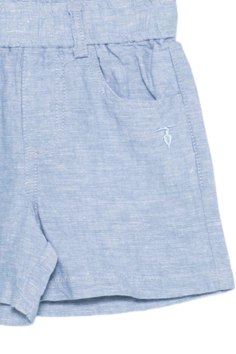 Bermuda da neonato e bambino in misto lino con logo ricamato ton sur ton TIP26039BE