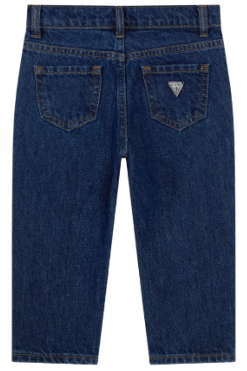 Jeans da bambina in cotone con stampa multi cuori sui laterali K6RA00D45E0
