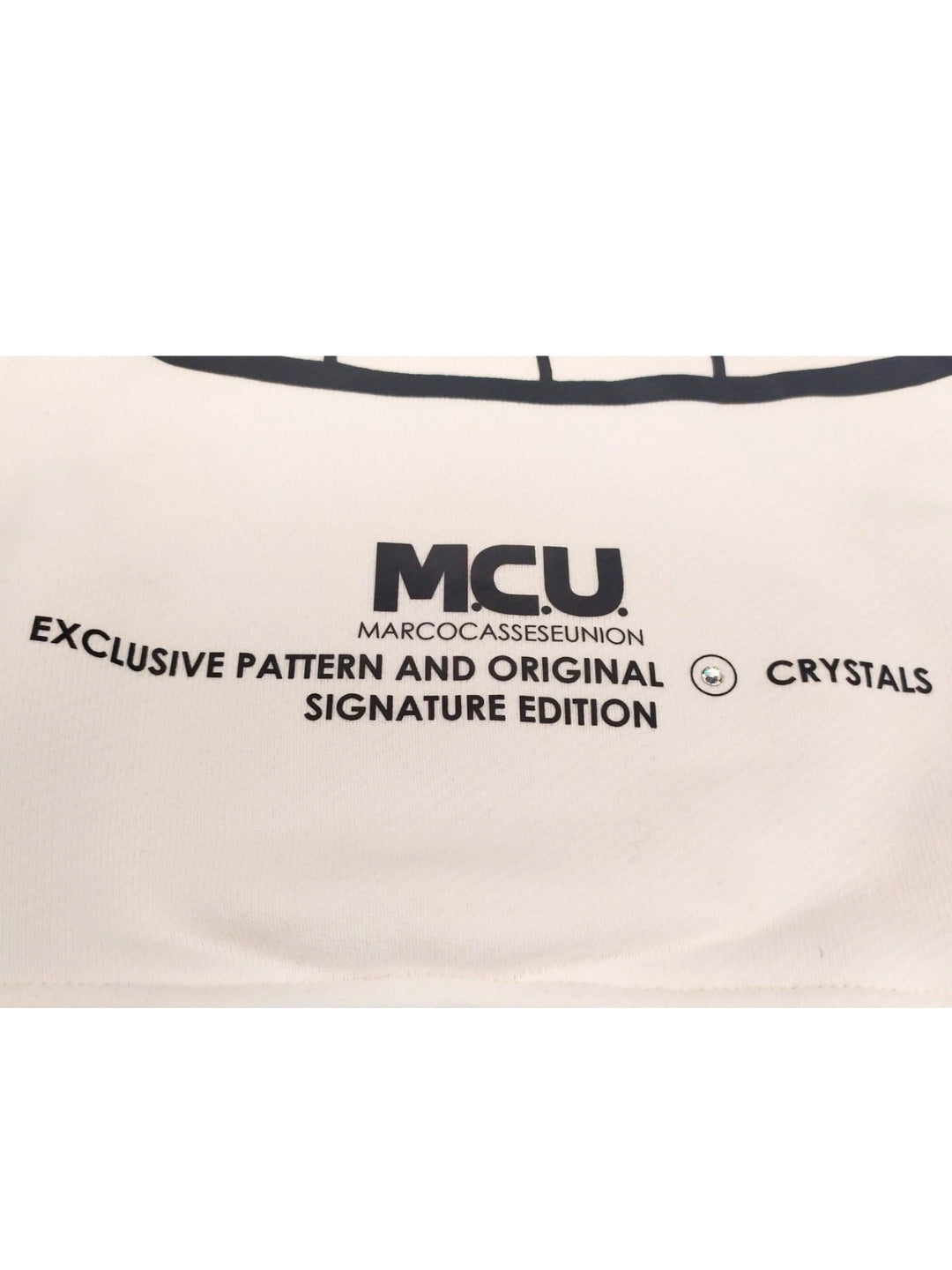 Felpa girocollo da uomo e donna con fasce loggate multicolor sui profili delle maniche MCU711F