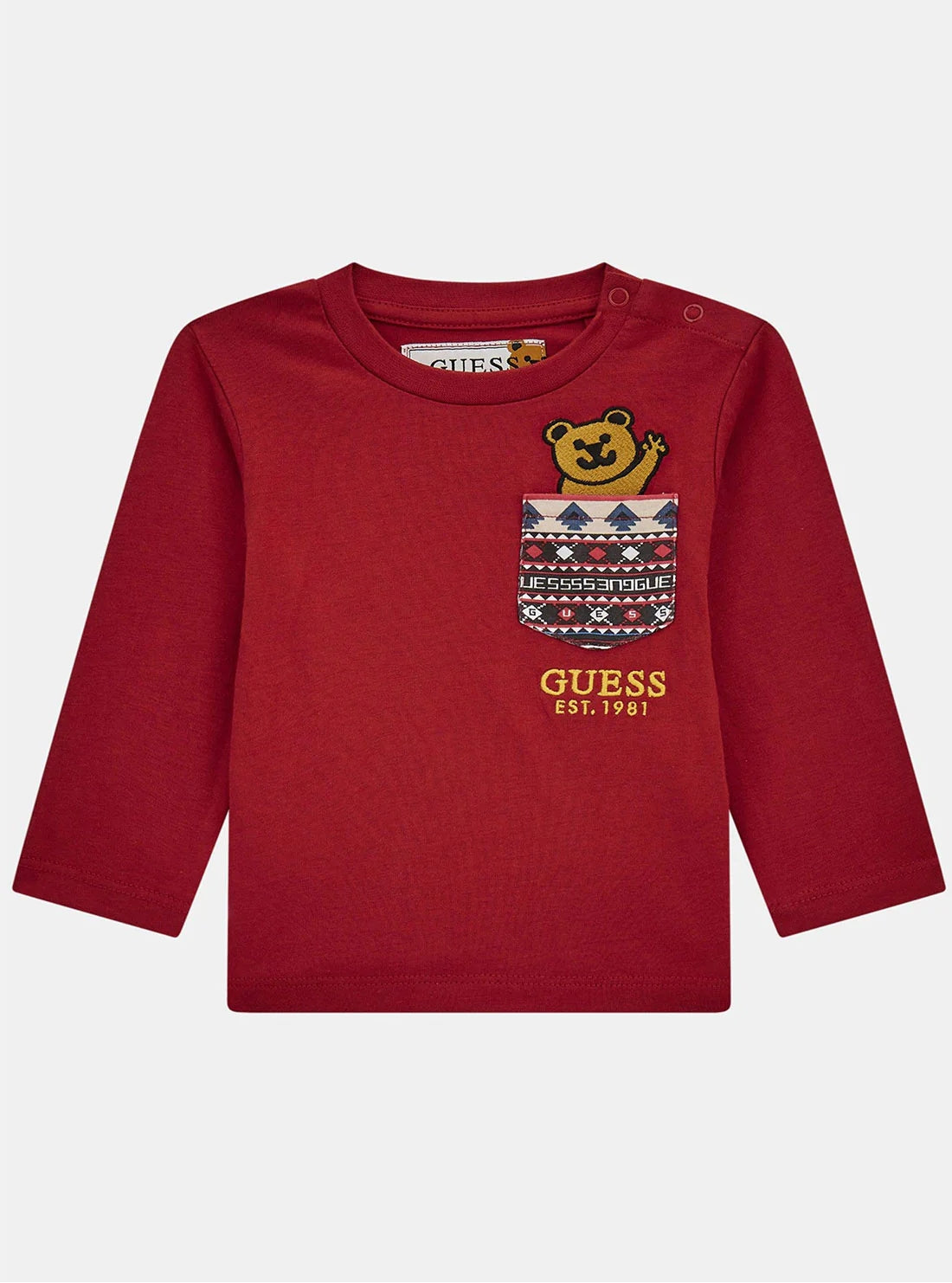 Maglia girocollo da neonato con bottoni sul retro e stampa orsacchiotto