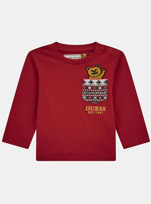 Maglia girocollo da neonato con bottoni sul retro e stampa orsacchiotto