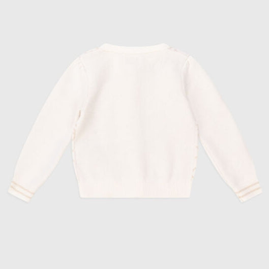 Cardigan da bambina con fantasia a rombi logo 4G all over e bottoni