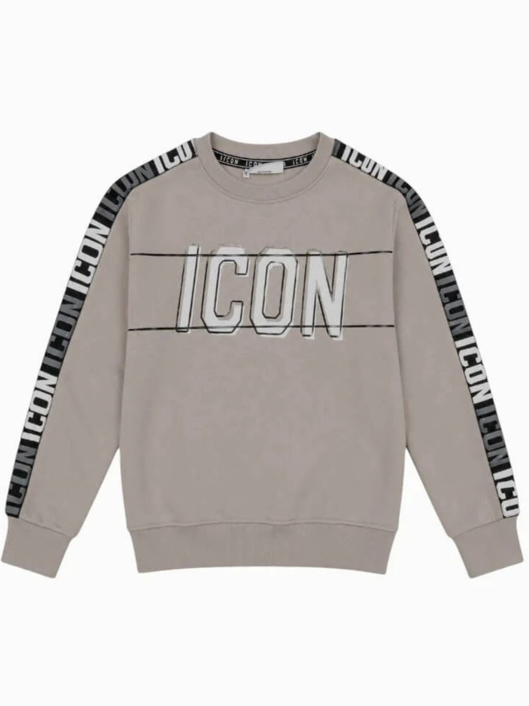 Felpa girocollo da ragazzo con banda con multi logo lettering sui profili IBSW001420