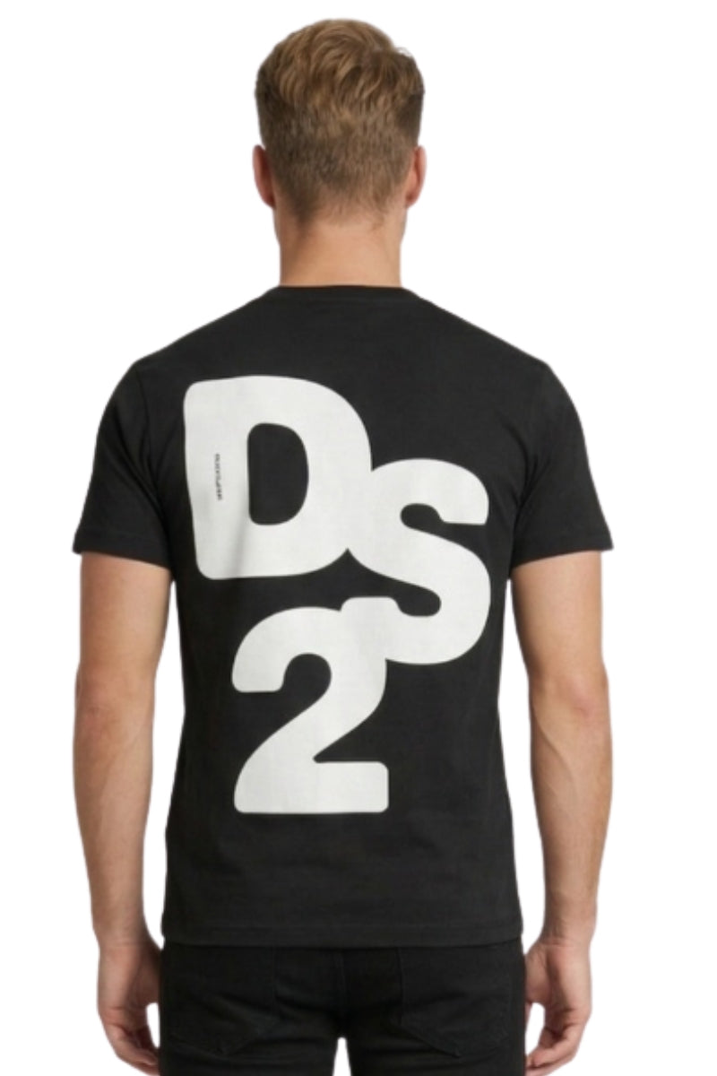 T-shirt da uomo in cotone con maxi logo lettering stampato sul retro a contrasto SS26229