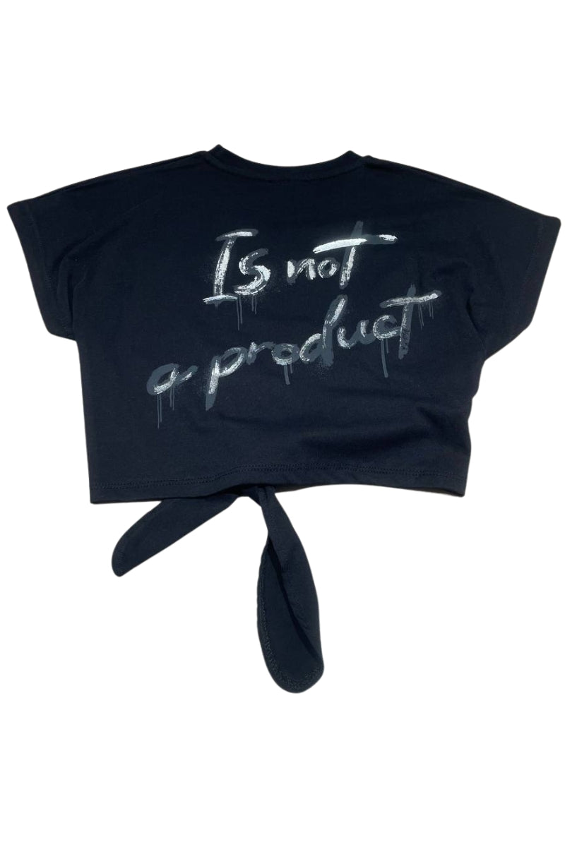 T-shirt girocollo da ragazza cropped allacciata sul fondo 26EDK58949