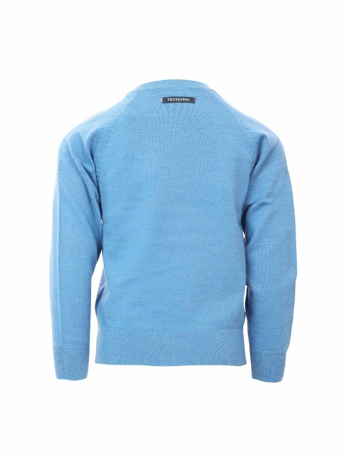 Maglione girocollo da bambino e ragazzo con targhetta logata sul retro