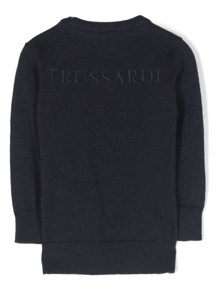 Maglione girocollo da neonato con logo lettering sul retro