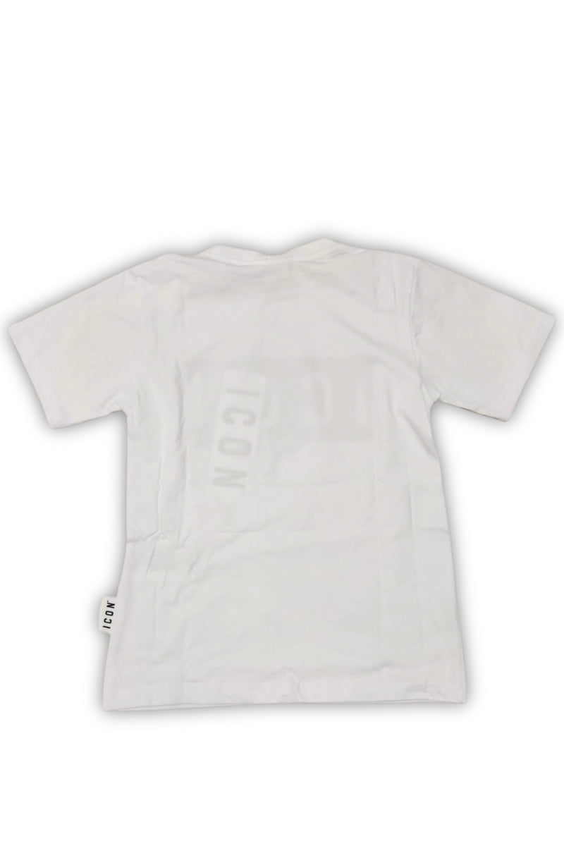 T-shirt girocollo da ragazzo con maxi stampa a contrasto colore liquid con logo lettering IBKS001097