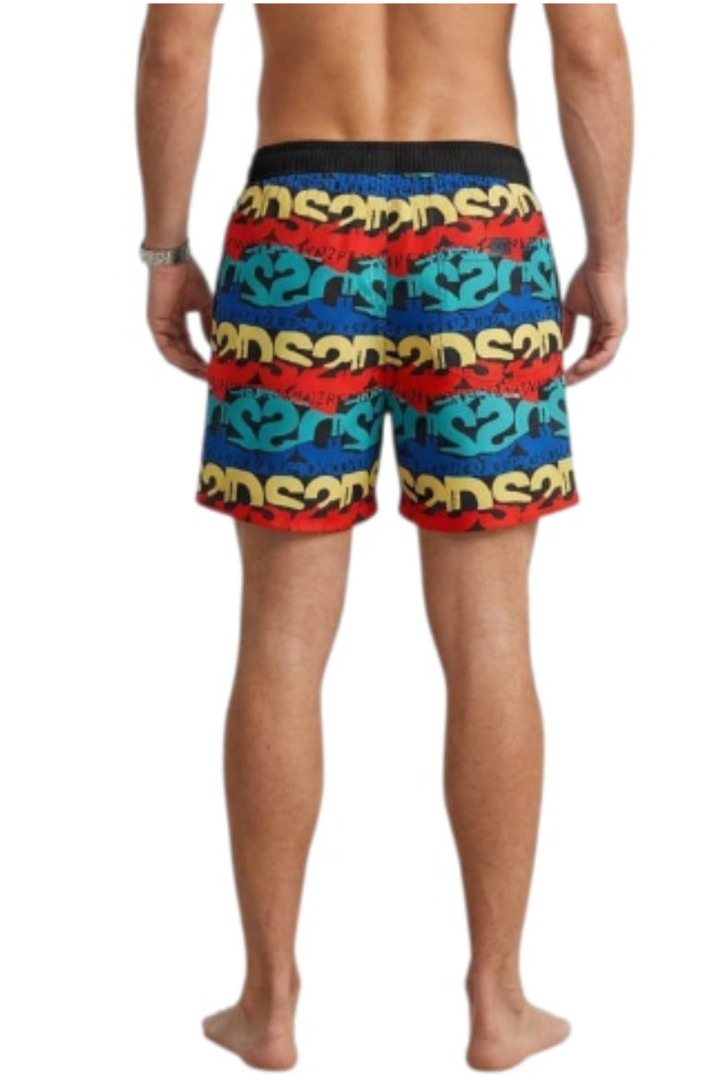 Costume da bagno da uomo modello boxer con multi logo lettering a contrasto all over SS26B15