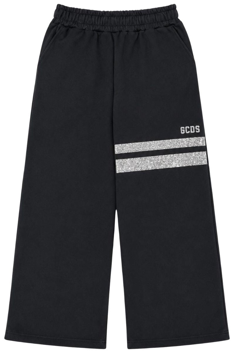 Pantaloni tuta da ragazza con logo e banda glitterata a contrasto colore Z0GJQI620F004
