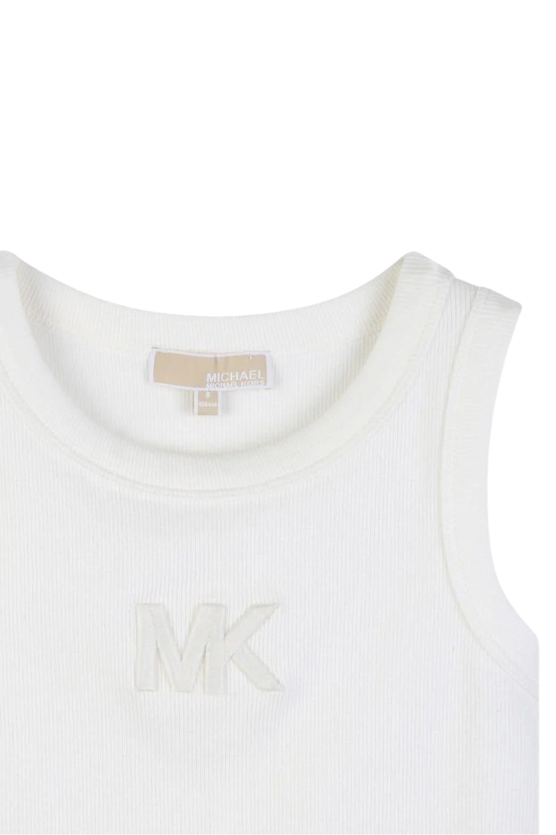 Top cropped da bambina e ragazza con logo monogram ricamato in rilievo sul davanti R30609/117