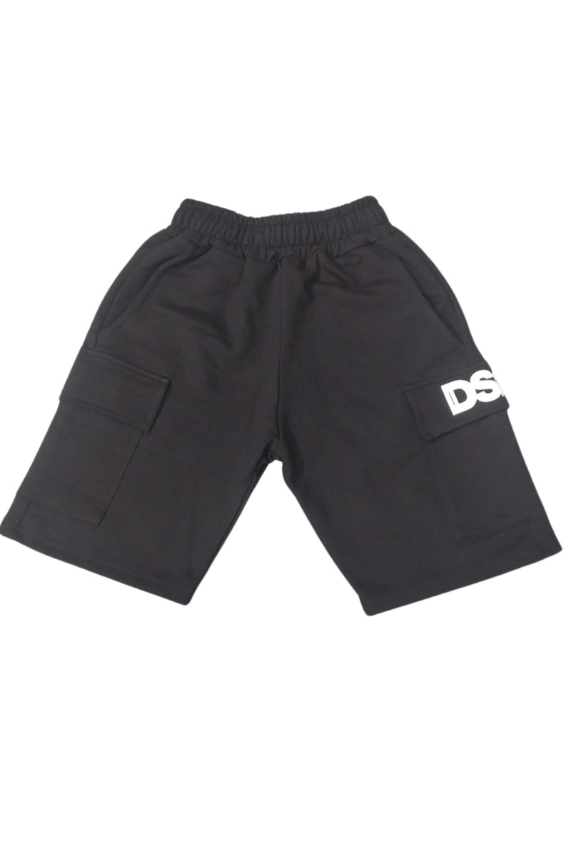 Bermuda cargo da ragazzo con logo stampato a sinistra a contrasto colore SS26K54