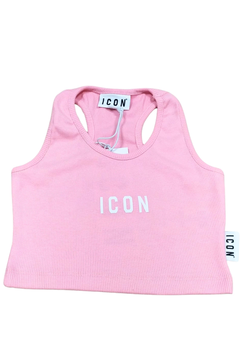 Top corto da ragazza in cotone elasticizzato a costine IGTP001241