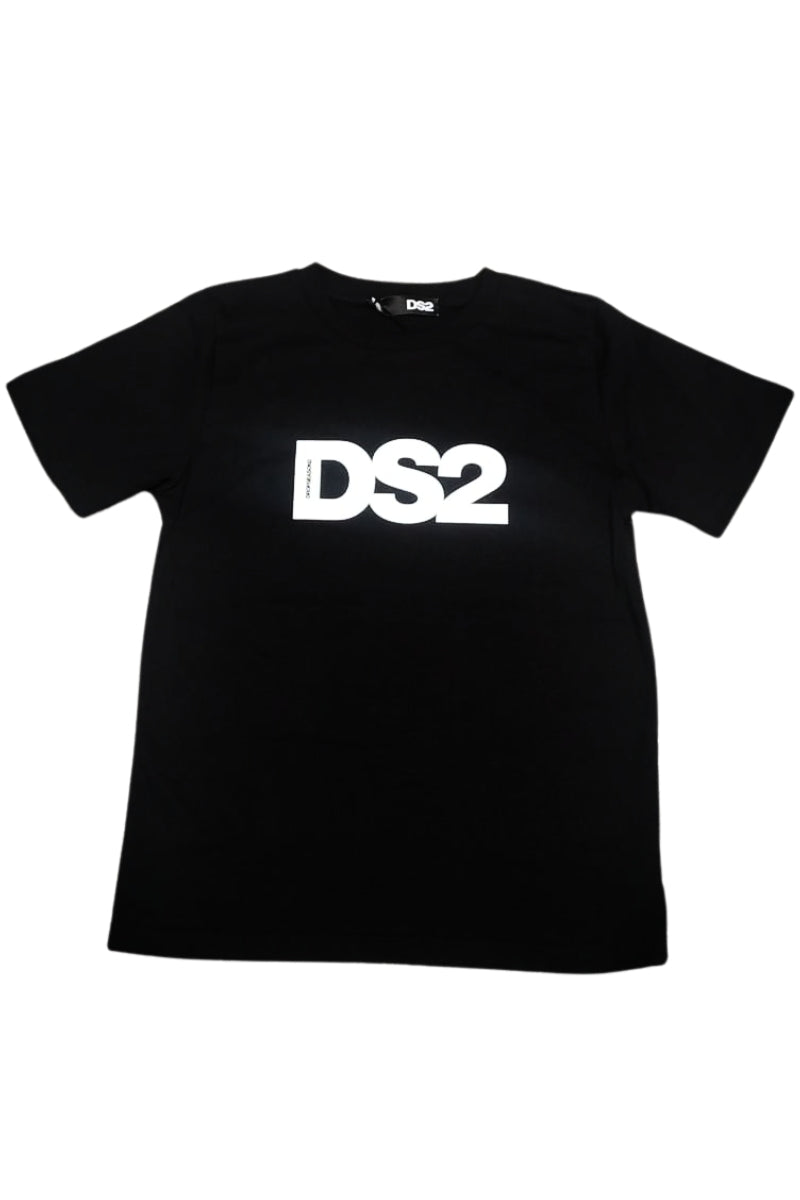 T-shirt da ragazzo in cotone con logo monogram stampato sul davanti a contrasto colore SS26K61