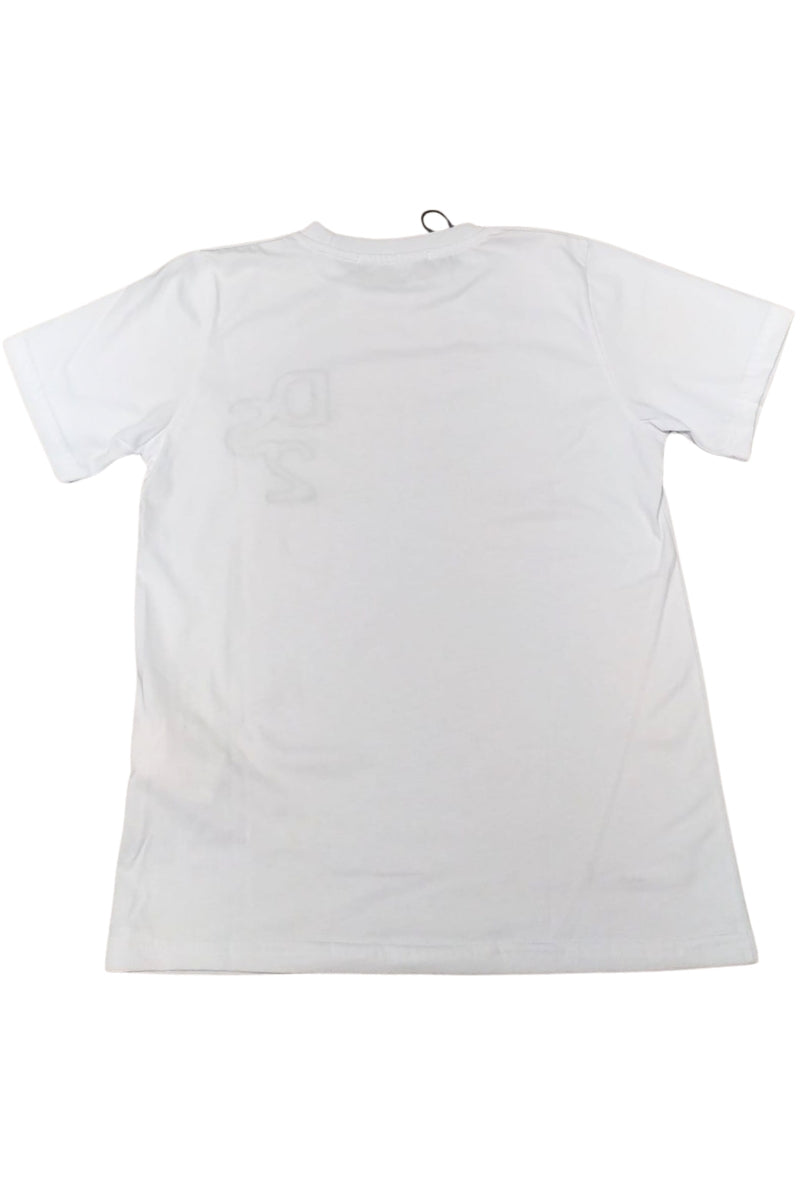 T-shirt da ragazzo in cotone con patch logo monogram a contrasto cucita sul davanti SS26K34