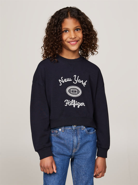 Felpa girocollo da ragazza a maniche lunghe con logo handwriting
