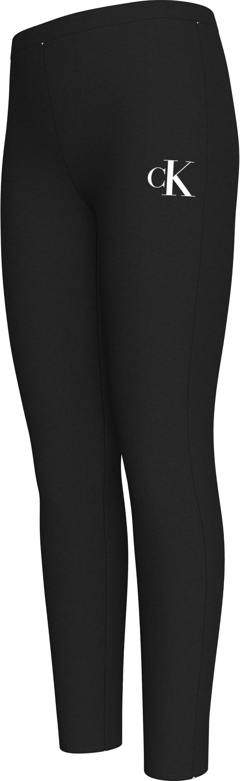 Leggins lunghi da bambina e ragazza con logo monogram a sinistra