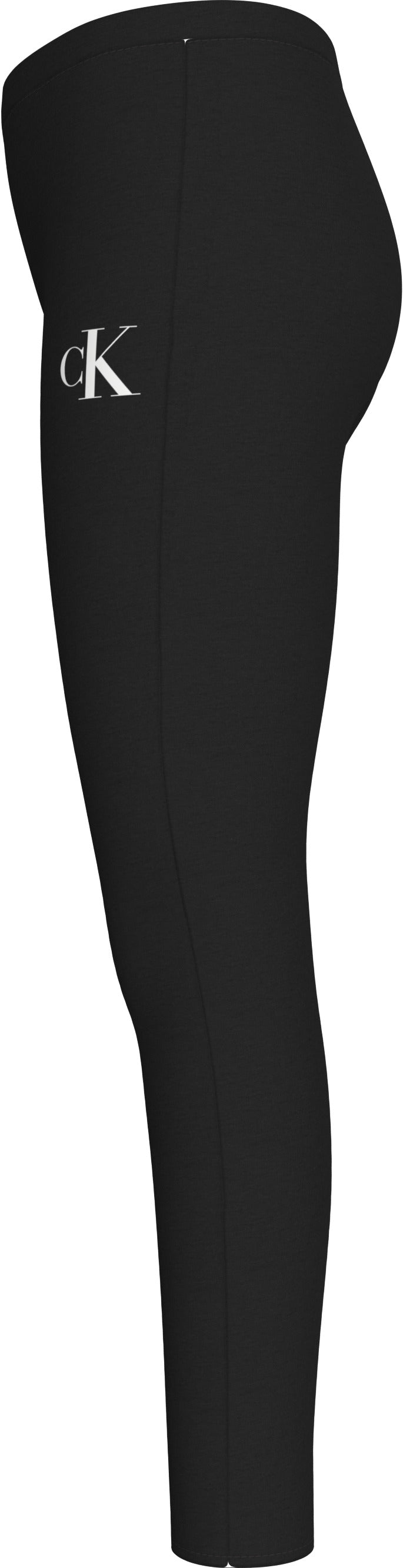 Leggins lunghi da bambina e ragazza con logo monogram a sinistra