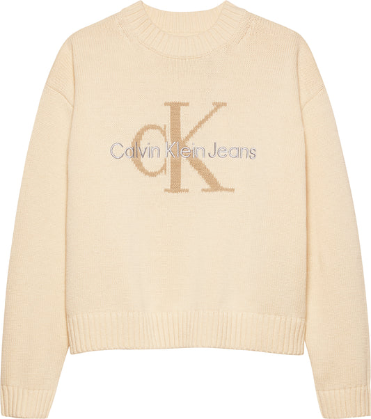 Maglione cropped da bambina e ragazza con maxi logo sul davanti