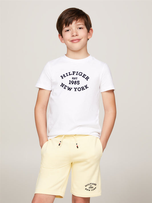 T-shirt da ragazzo a maniche corte con maxi logo al centro