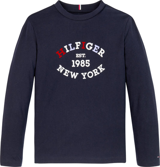 Maglia girocollo a maniche lunghe con maxi logo
