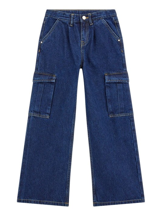 Jeans cargo da ragazza con triangolo logato sulla tasca posteriore