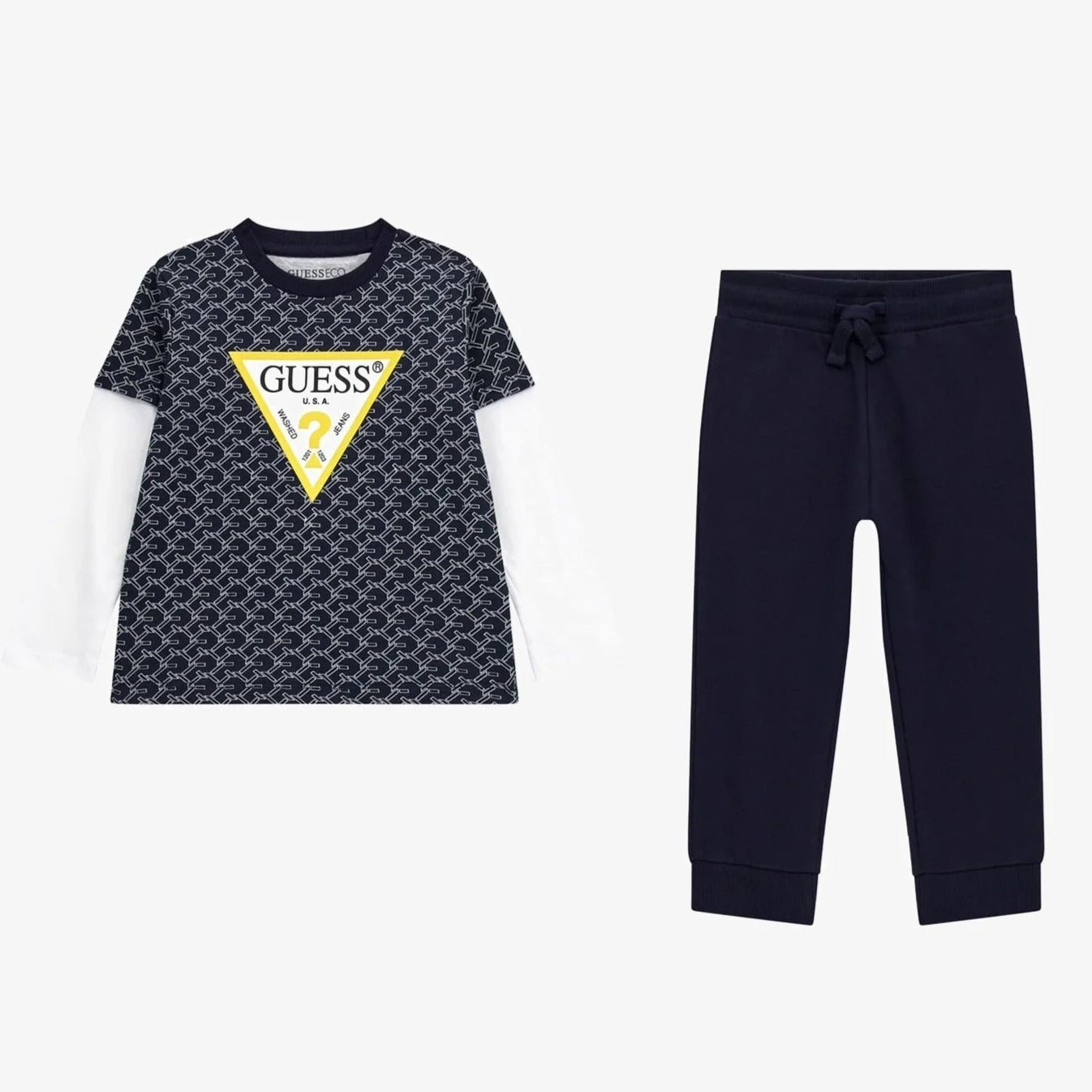 Tuta da bambino a due pezzi con maglia a fantasia