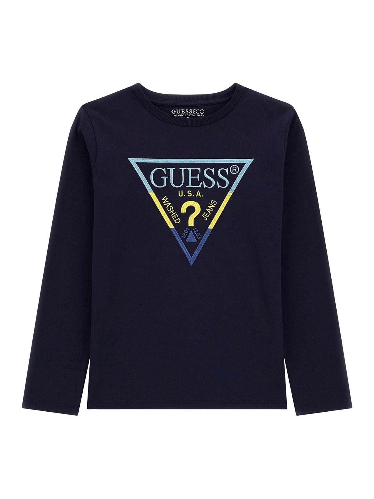 Maglia girocollo da ragazzo con triangolo logato frontale