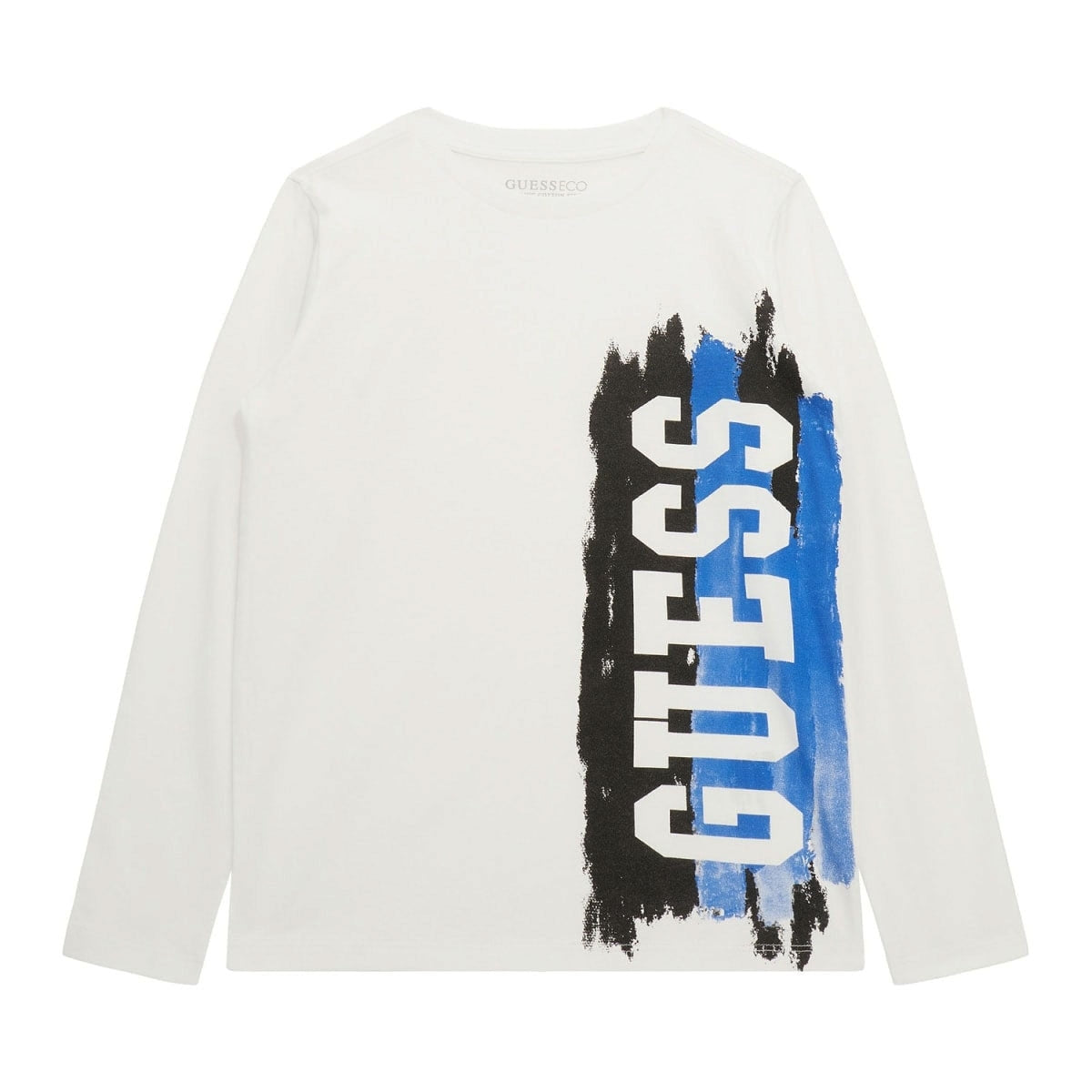 Maglia girocollo da ragazzo con stampa maxi logo lettering sul fianco