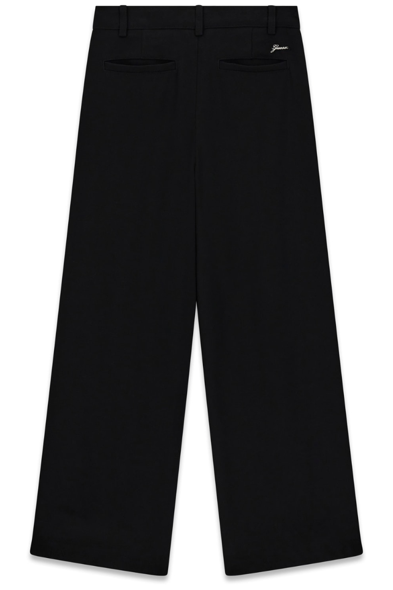 Pantaloni da ragazza in tessuto a gamba larga con logo handwriting in metallo sul retro J6RB13WGUL0