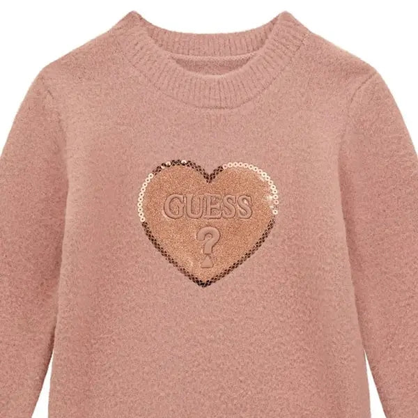 Maglione da bambina con maxi cuore logato frontale con strass