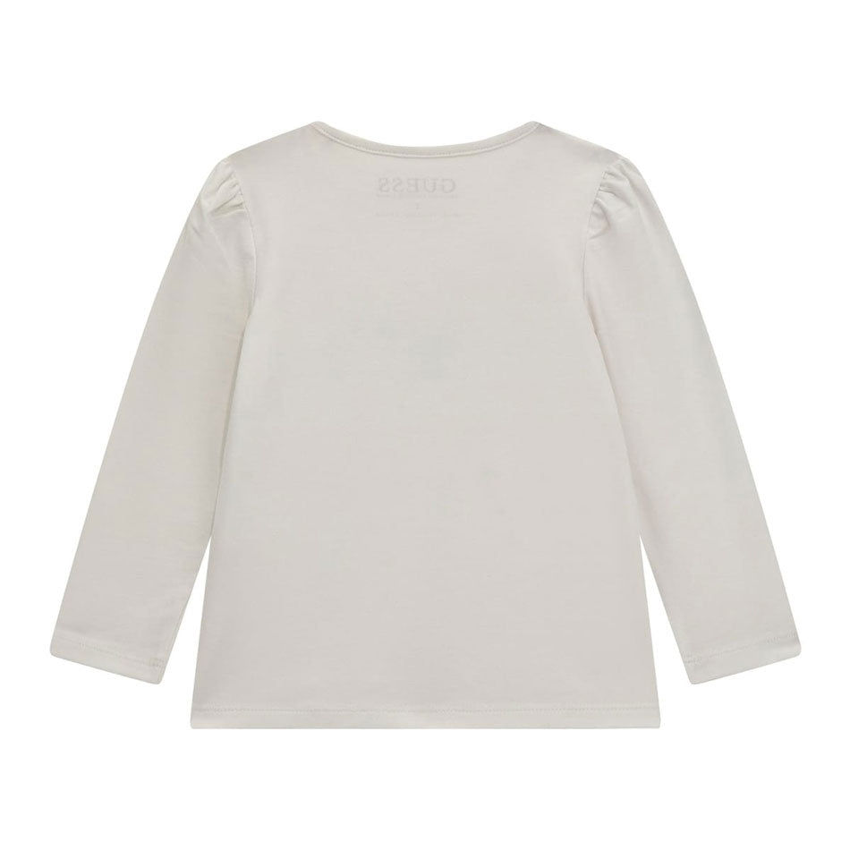 Maglia girocollo da bambina a maniche lunghe con stampa glitterata