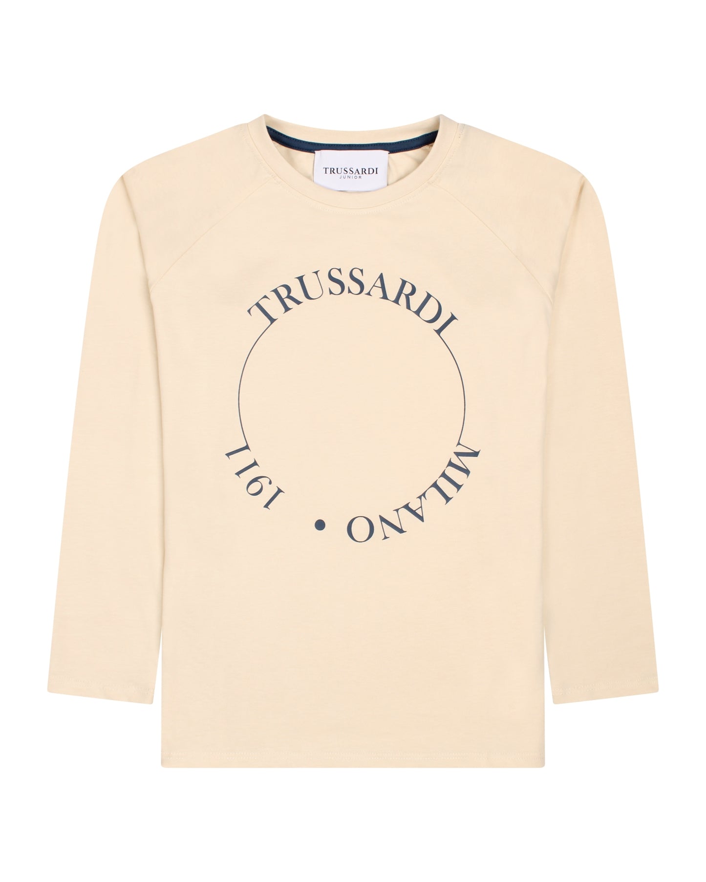 Maglia girocollo da ragazzo con maxi logo lettering circolare