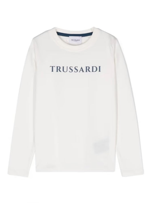 Maglia girocollo da bambino con maxi logo lettering frontale