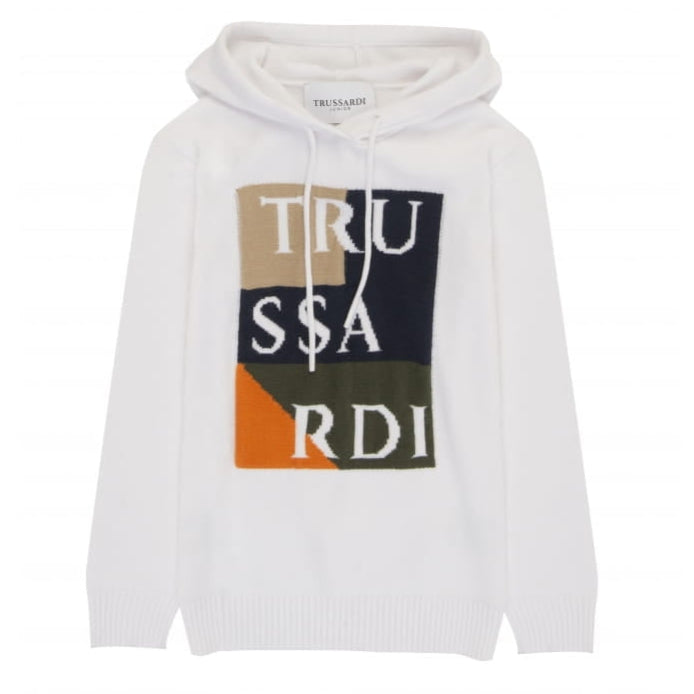 Felpa con cappuccio da ragazzo con stampa logata frontale