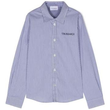 Camicia classica a righe con logo lettering sul lato sinistro