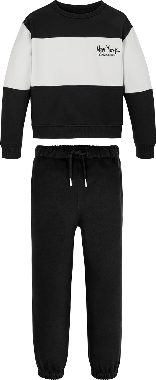 Tuta da ragazzo con felpa e pantaloni con cinta e polsini elasticizzati