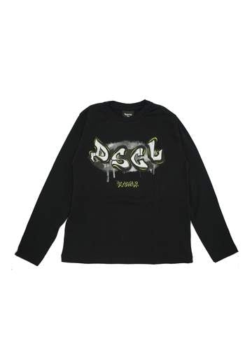 Maglia a maniche lunghe da ragazzo con maxi logo sul davanti