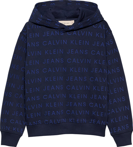 Felpa con cappuccio da ragazzo con logo lettering all over