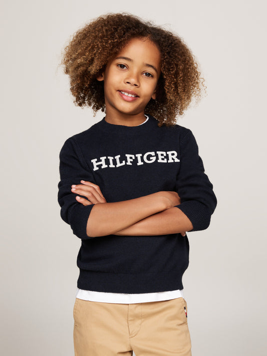 Maglione girocollo da ragazzo con logo lettering