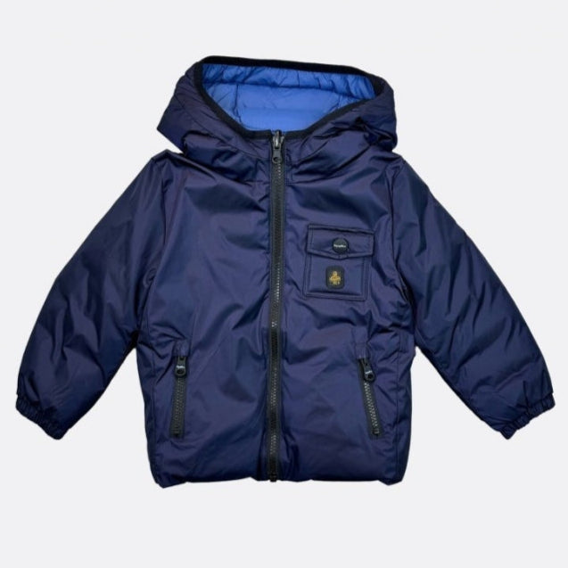 Giubbotto reversibile liscio/trapuntato da bambino e ragazzo con cappuccio