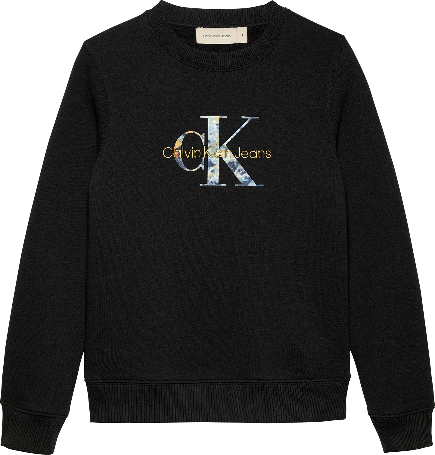 Felpa girocollo da ragazzo a maniche lunghe con logo centrale