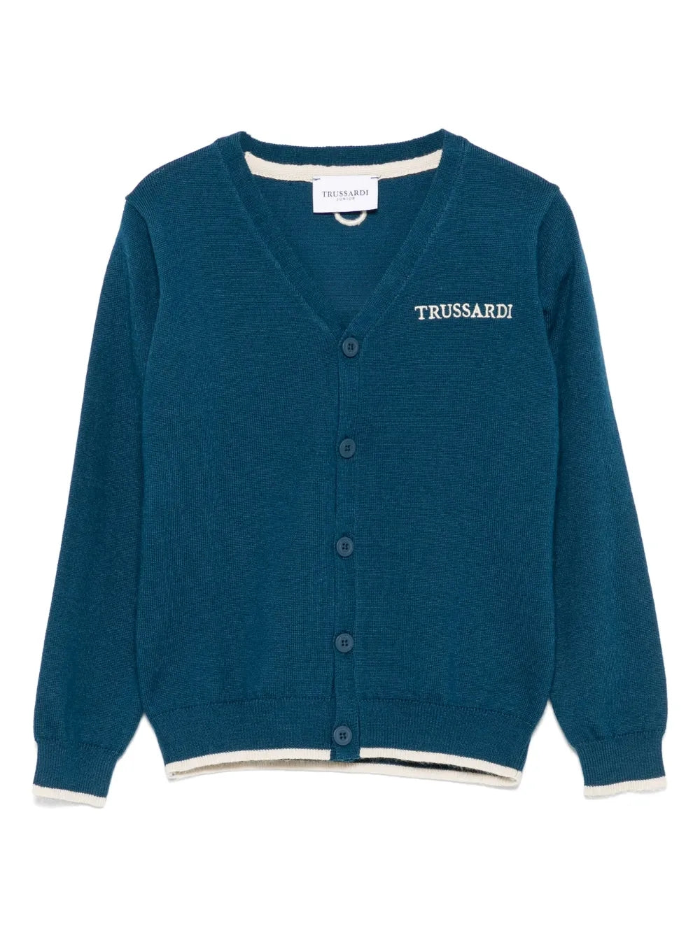 Cardigan con scollo a V e dettagli a contrasto