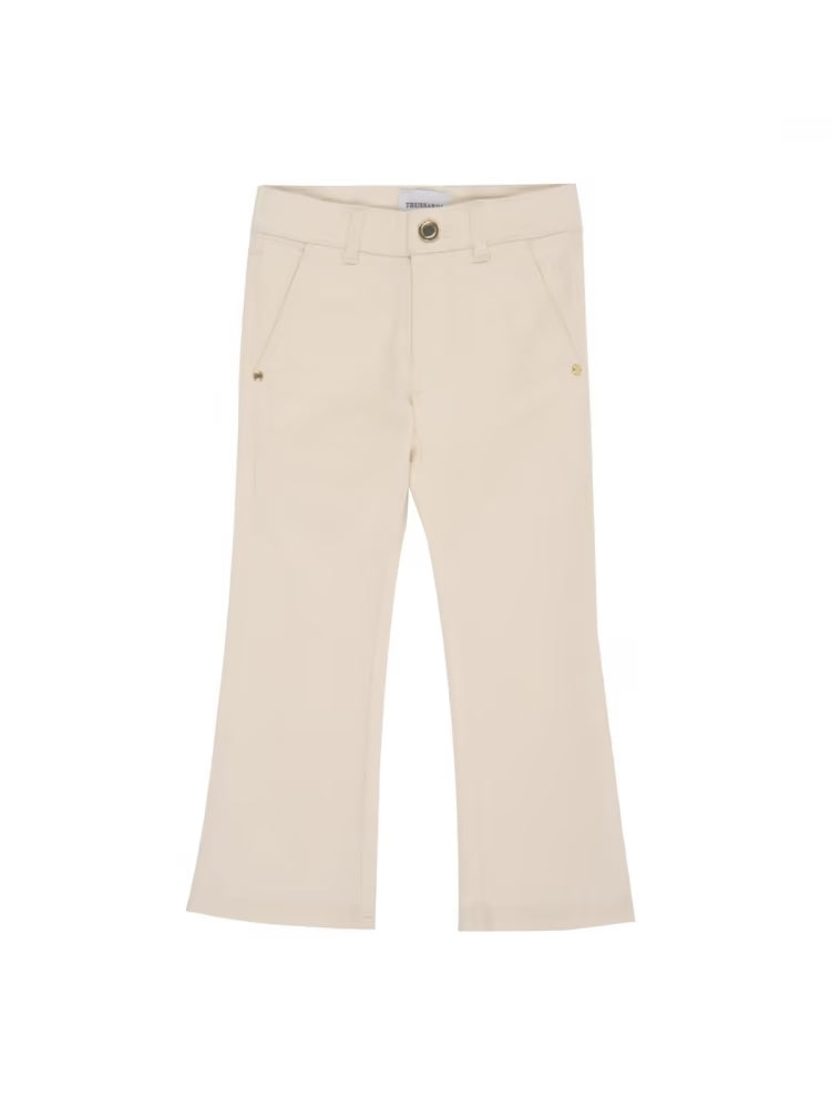 Pantaloni da bambina a zampa con bottone e zip