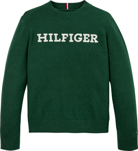 Maglione girocollo a maniche lunghe con maxi logo al centro