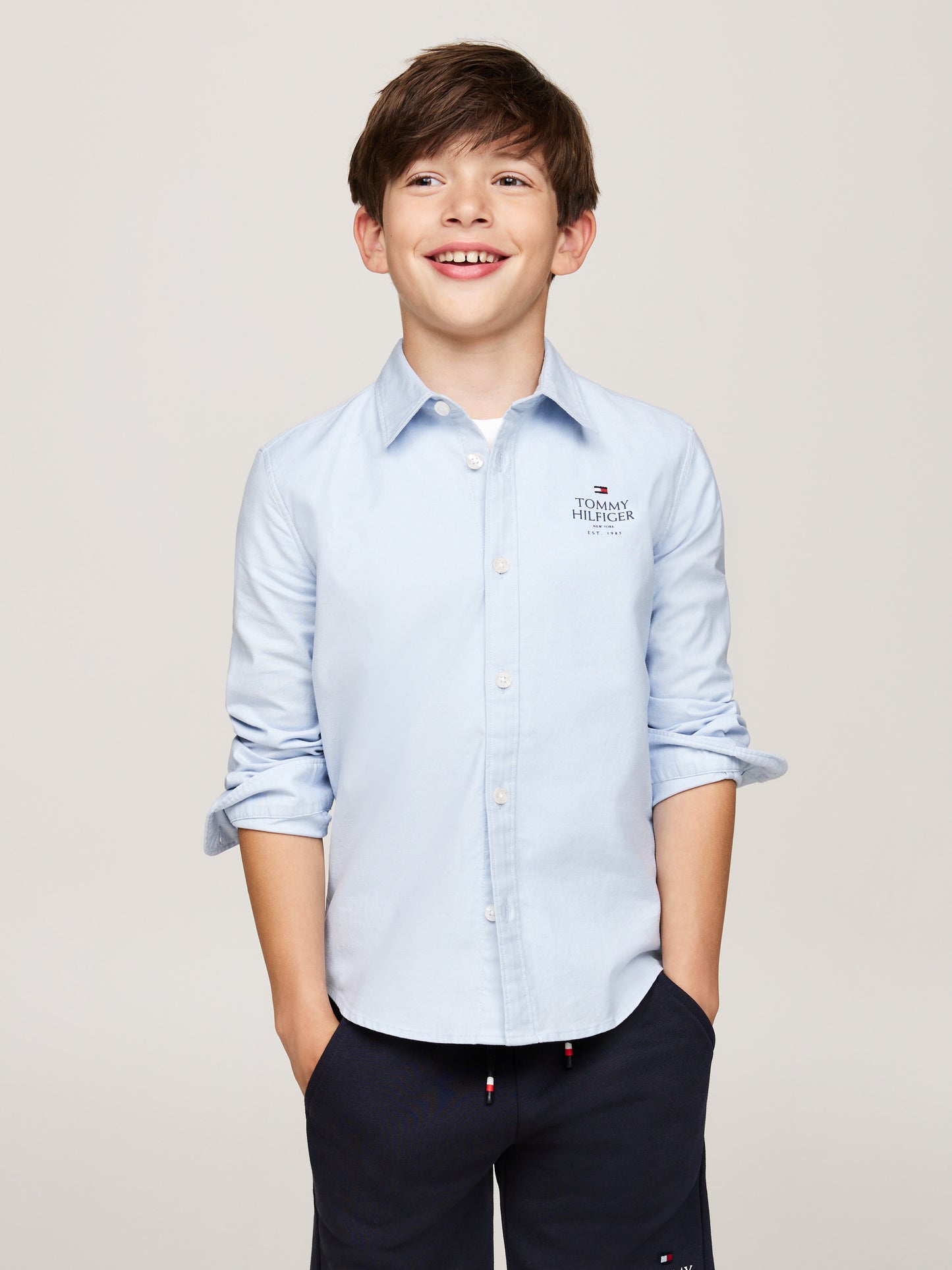 Camicia slim a maniche lunghe con logo