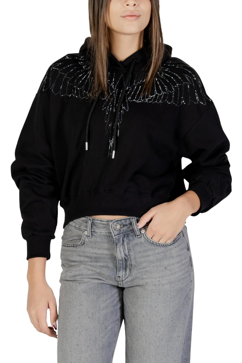 Felpa da ragazza in cotone con design iconico ali con strass fronte e retro 25ICM30028