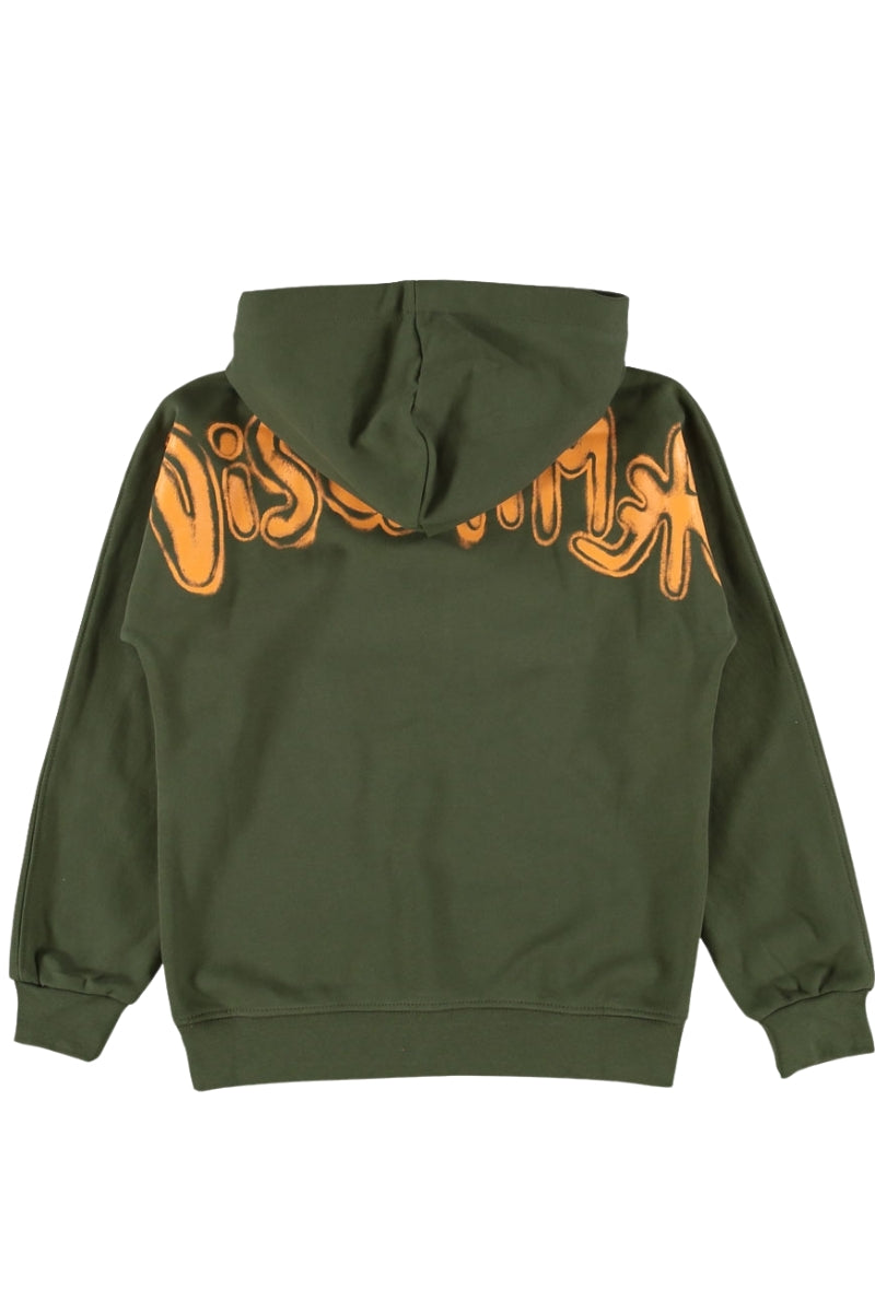 Felpa da ragazzo in cotone garzato con maxi logo lettering sul retro a contrasto colore 25IDK58600